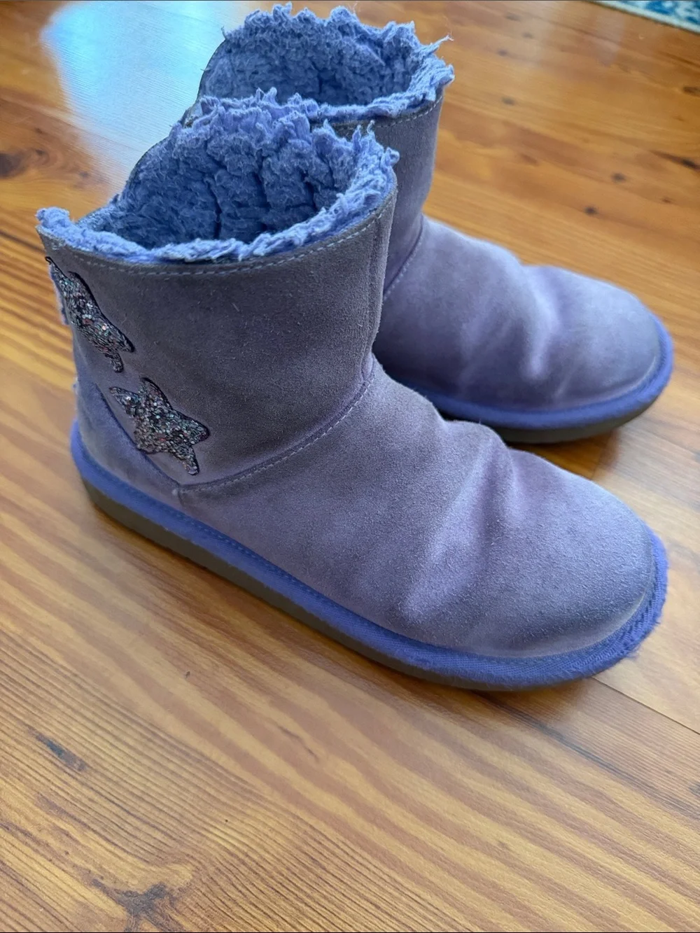 Koolaburra Purple Suede Shearling Star Girls' Boots